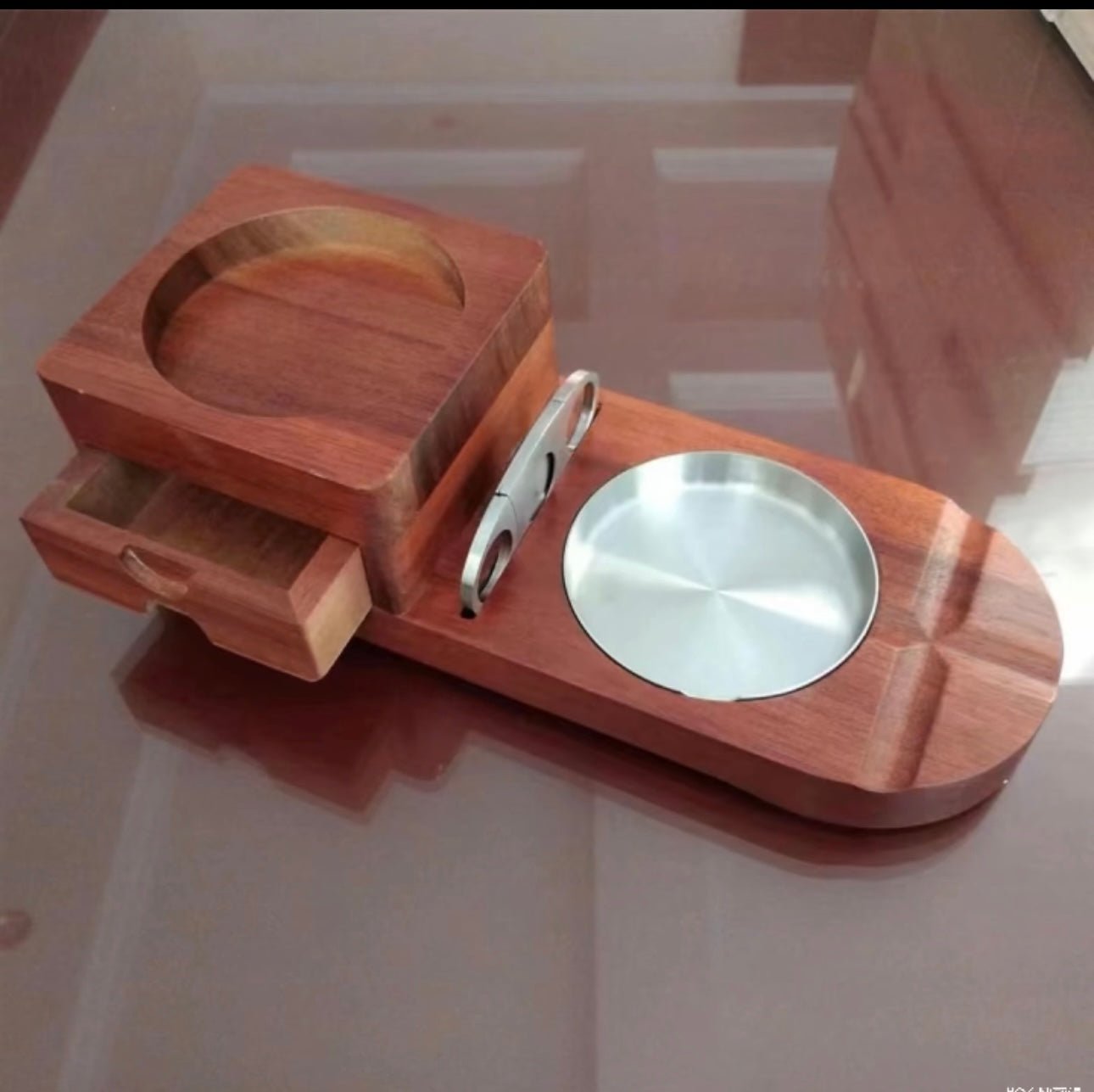 Wooden Cigar Ashtray Beverage Solid Wood Coaster Whiskey Tray Cigar Holder Cigar Box - Jer - Z Jay's Cigars